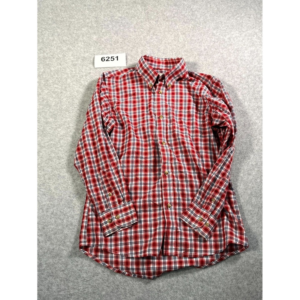 Wrangler Riata‎ Shirt Mens Large Red Plaid Cotton Collared Button Down Casual